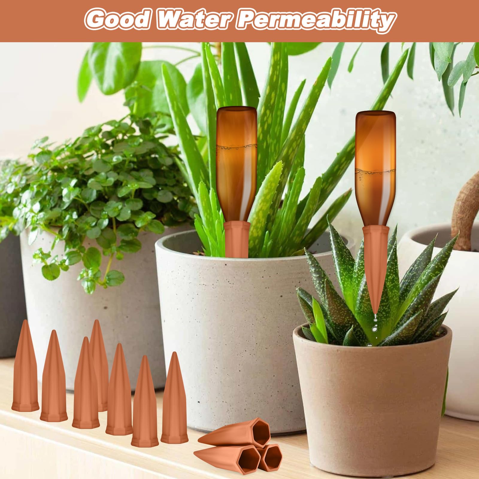 Goutteurs d'arrosage automatique, 10 cônes d'arrosage de boue pour plantes d'intérieur et jardinières de balcon, plantes d'arrosage de vacances, ensembles d'arrosage