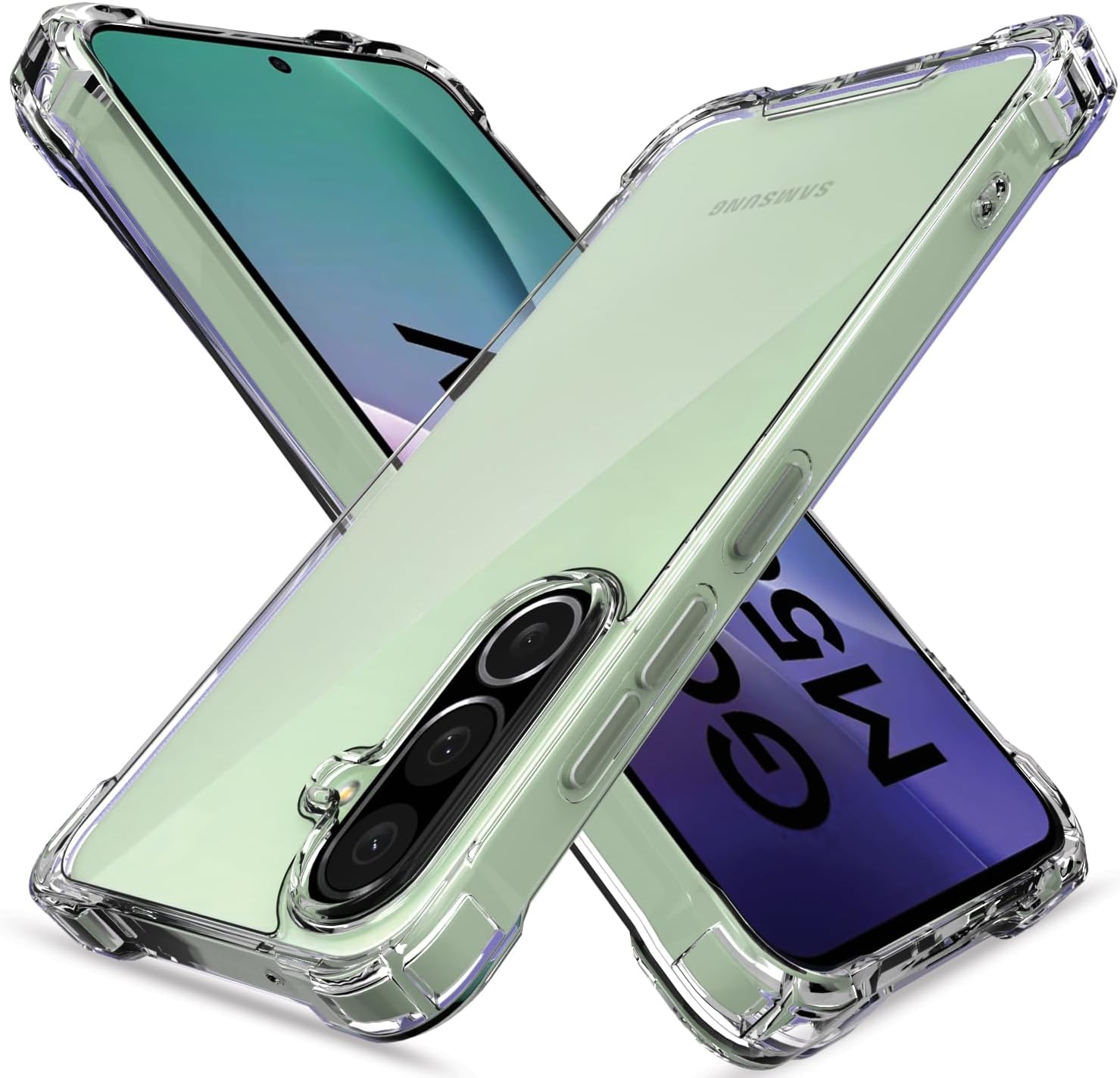 Pikkme Back Cover for Samsung Galaxy M56 5G PC + TPU Clear Transparent Raised Edges Shockproof Protective Phone Bumper Case(Transparent)