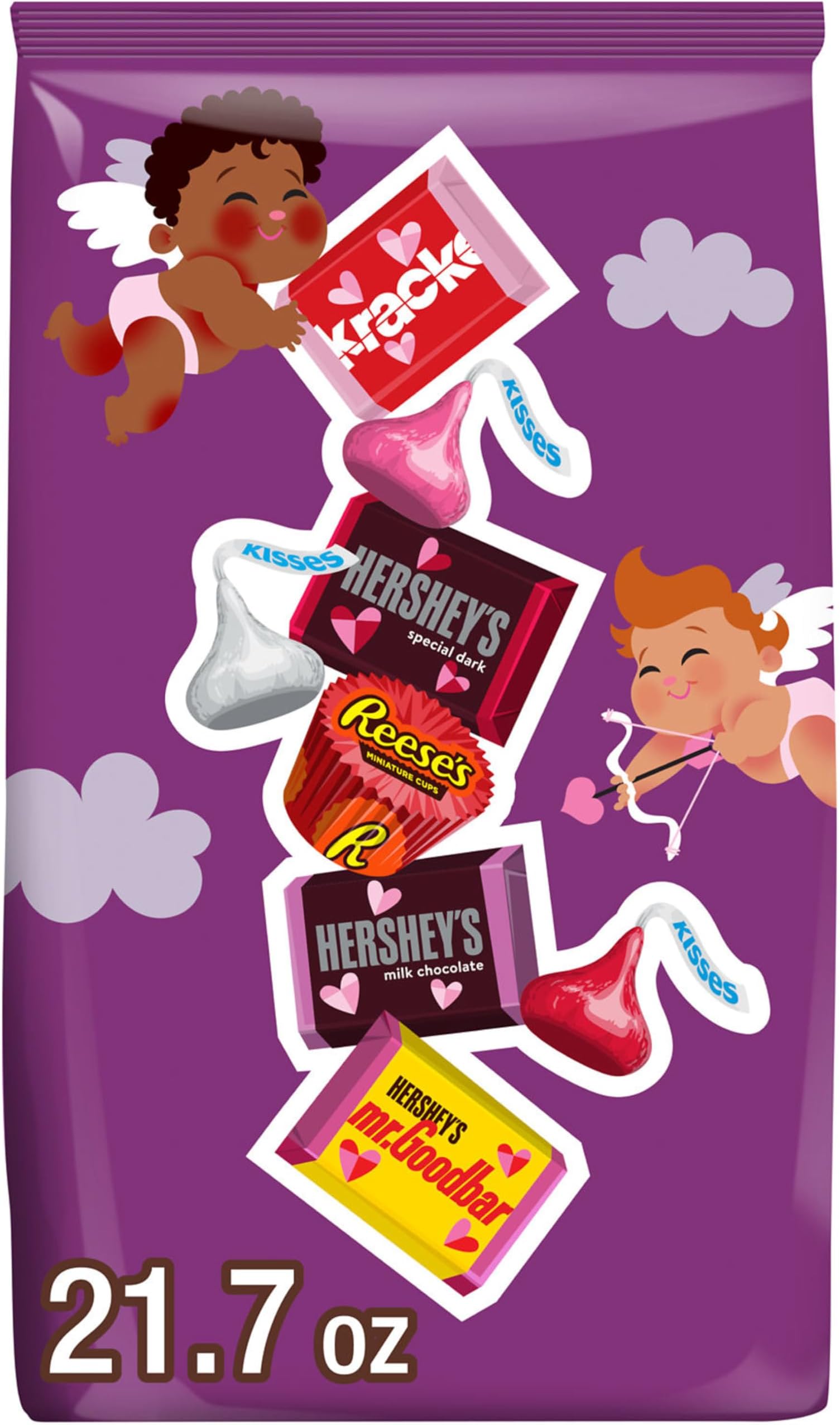 HERSHEY'S and REESE'S Assorted Chocolate, Valentine's Candy Bag, 21.7 oz