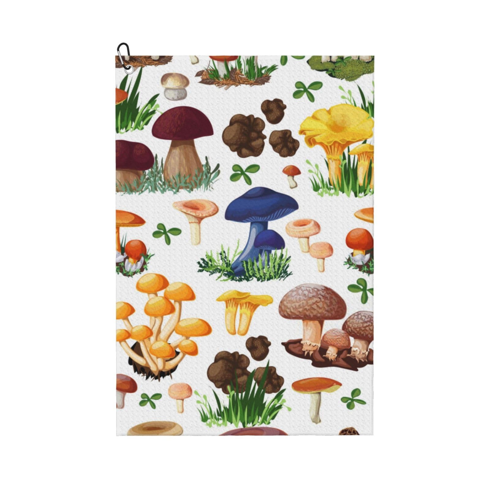 Hnnkloy Japanese Painting Mushroom, 16x24 in Portable Waffle Golf Towels with Carabiner Clip for Golf Bag