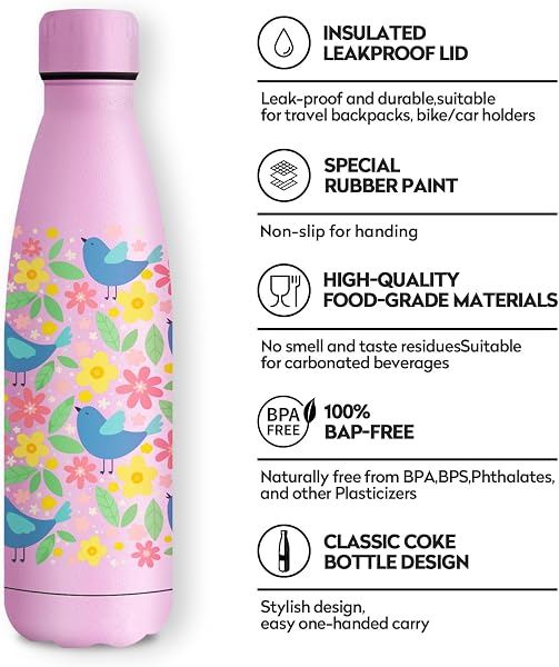 Bottiglia Termica 500ml, Personalizzata, senza BPA, a Prova di Perdite, Doppia Parete, Bottiglia Termica per Ragazzi, Ragazze, Outdoor, l'école - 2