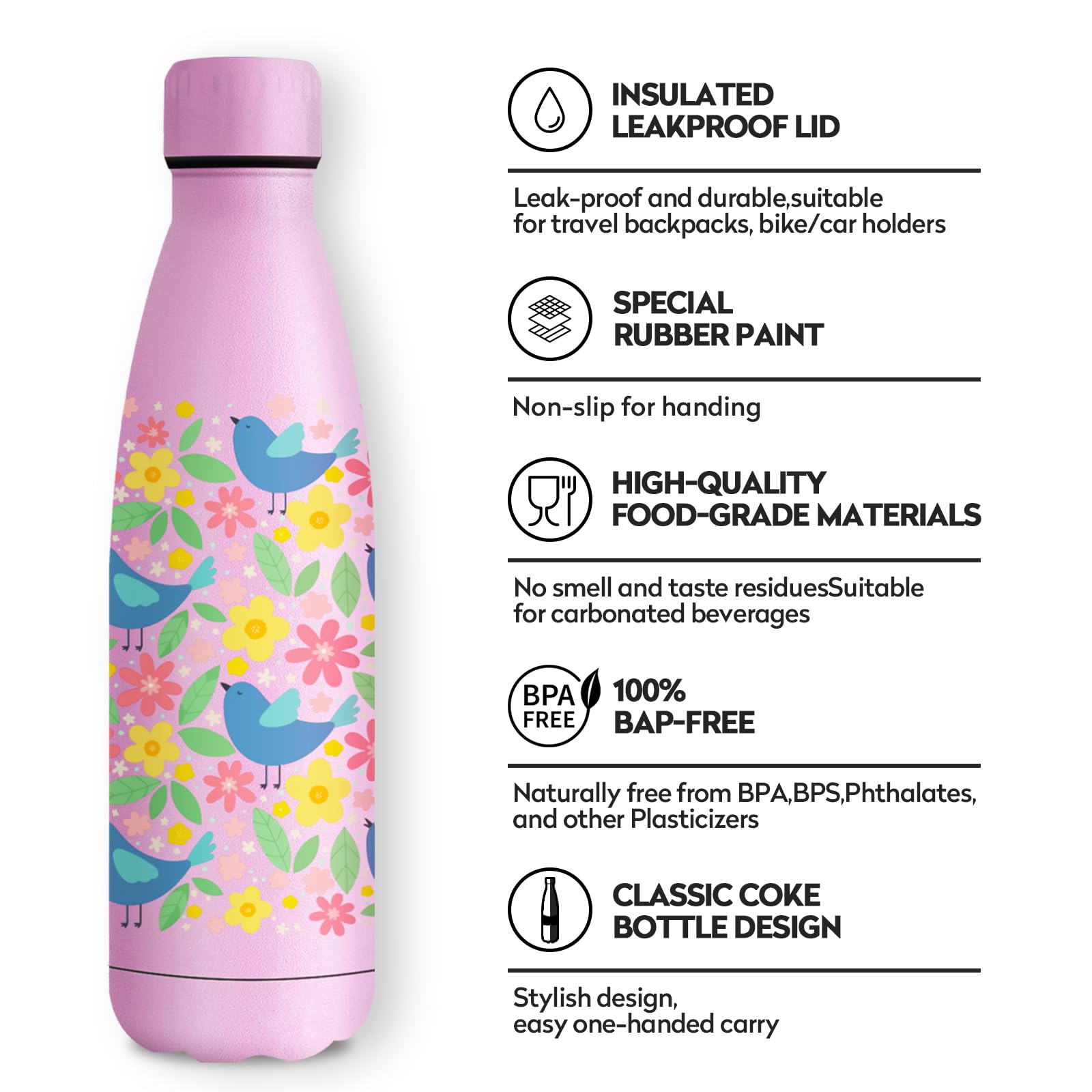 Bottiglia Termica 500ml, Personalizzata, senza BPA, a Prova di Perdite, Doppia Parete, Bottiglia Termica per Ragazzi, Ragazze, Outdoor, l'école - 2