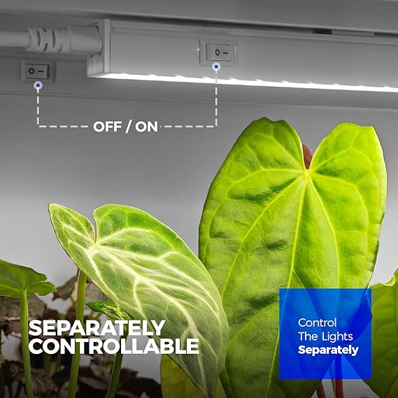 Barrina T5 Grow Lights for Indoor Plants, 5000K Full Spectrum, 1FT LED Growing Lamp, Plant Light Strip, for Seed Starting, Vegetables, Plug and Play, 4-Pack
