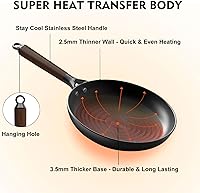 Vista 5 de Sartenes antiadherentes, sartenes de hierro fundido de larga duración con panal de abeja de 12 pulgadas, sartén de hierro fundido duradera y ligera