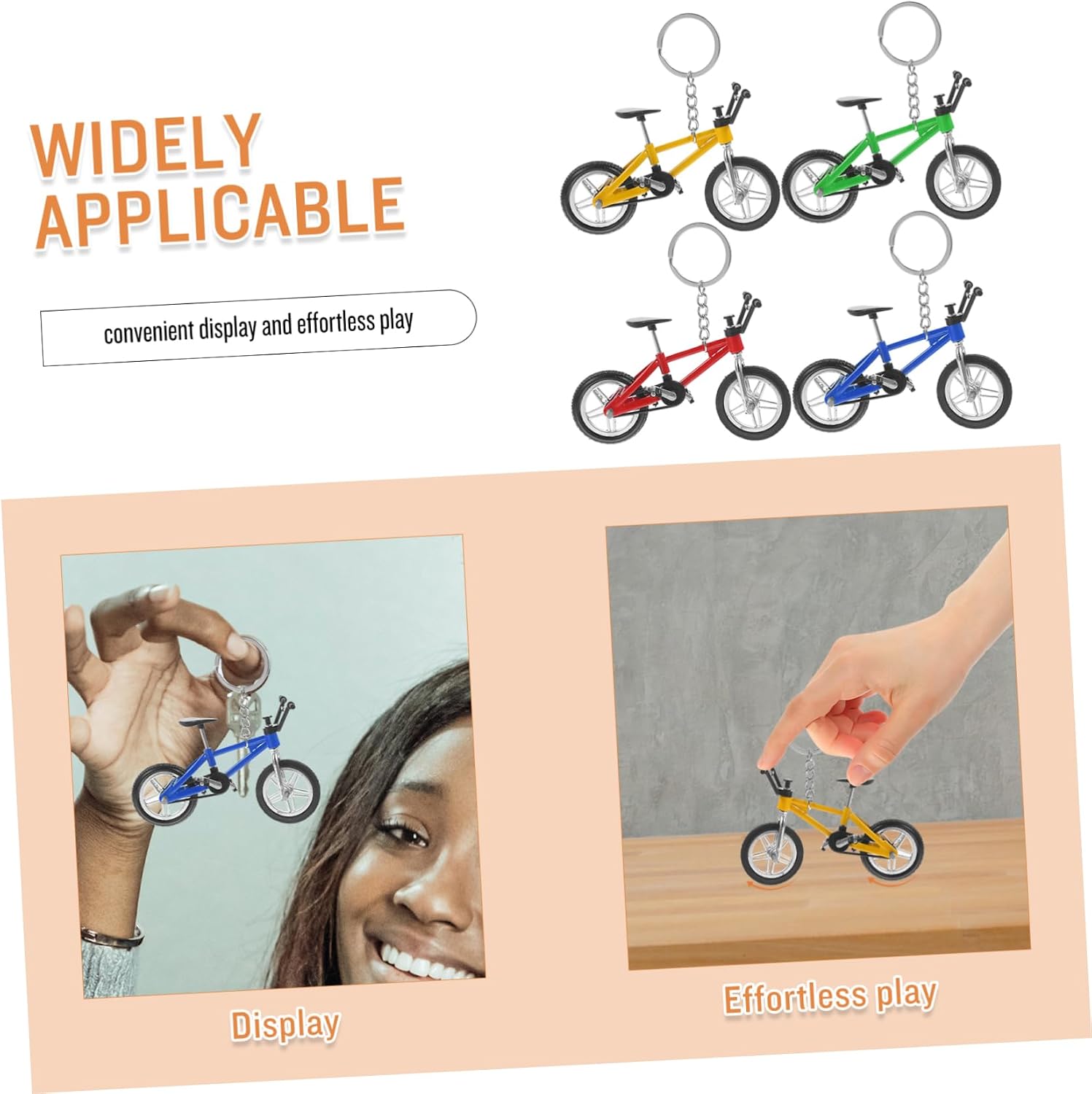 4pcs Keychain Bicycle Model Mountain Bike Ornament DIY Bike Pendant for Decor