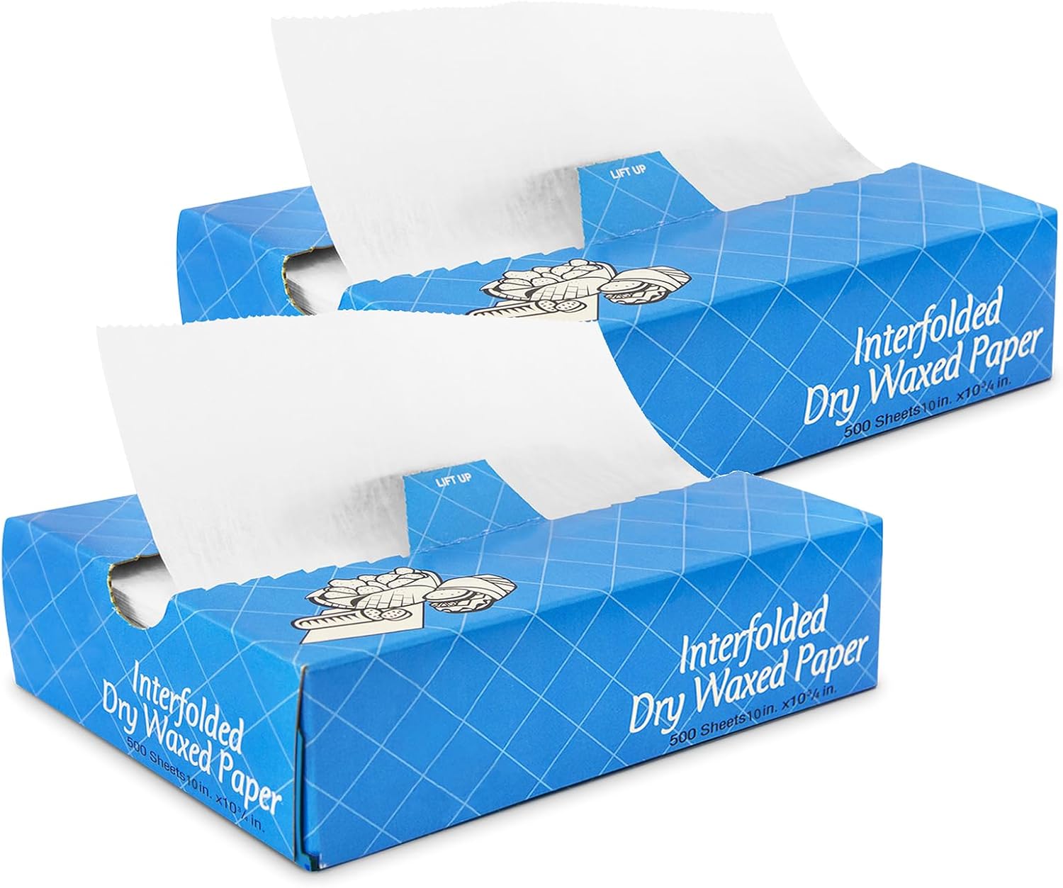 Fit Meal Prep 1000 Sheets 10 x 10.75” Dry Wax Paper Sheets for Food, Greaseproof Sandwich Wrapping, Interfolded Deli Wax Paper for Fries, Burgers, Food Basket, Made in USA