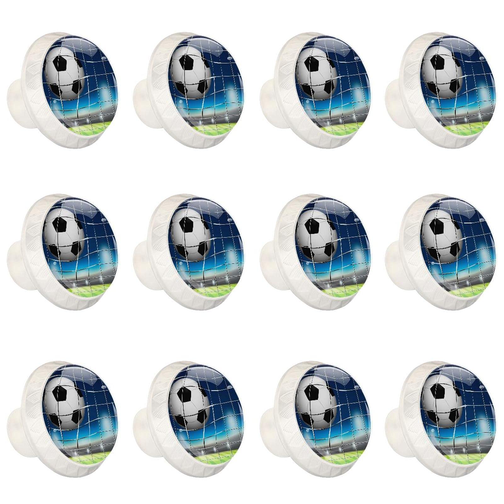 Boutons d'armoires de cuisine ronds et poignees de tiroirs football lot de 12