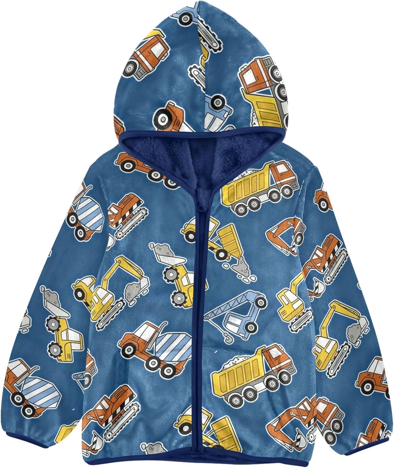 Construction Vehicles Light Jackets Toddler Outerwear Jackets Navy Blue Warm Baby Boys Clothes