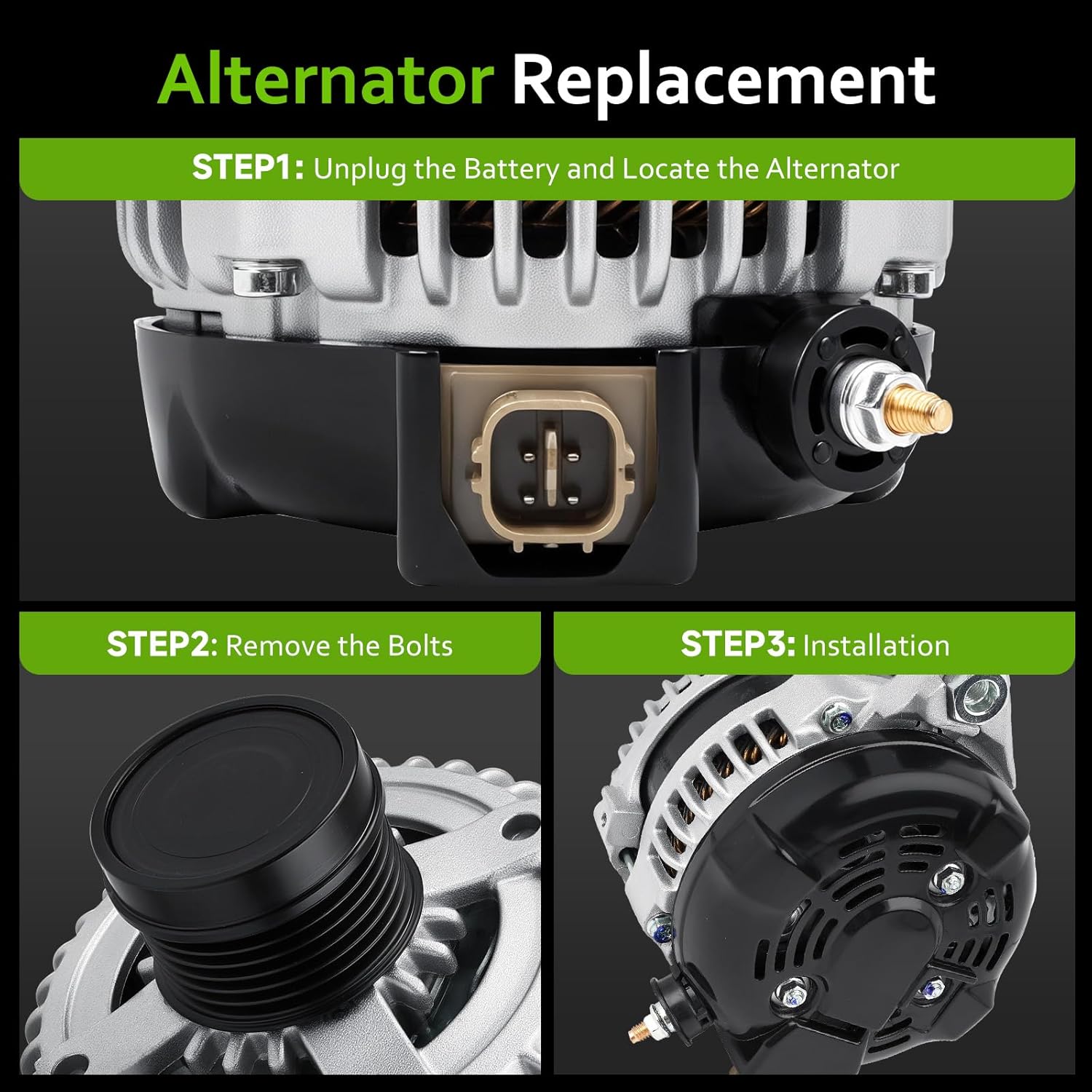 11402N New Alternator Compatible with 2009-2012 Toyota RAV4, 2012-2015 Camry, 2011-2016 scion TC 2.5L L4, Replace for 11402, 2706036010, 1042102270, 2706036011, 270600V010, 1042108431, 1042102340