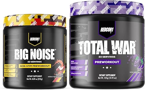 Miniatura 1 de REDCON1 Total War - Polvo de preentrenamiento (uva) y gran ruido antiestimulante para preentrenamiento (sangre de tigre), dúo de preentrenamiento