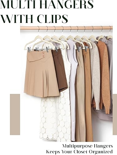 Miniatura 2 de Cozymood Perchas de terciopelo para faldas, paquete de 36 perchas de terciopelo ultra finas con clips, perchas de terciopelo antideslizantes para