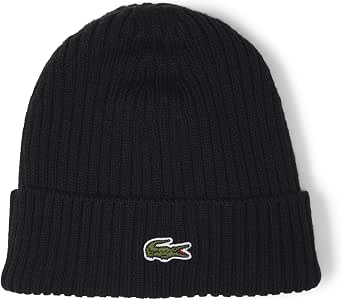 Lacoste Men's Rib Knit Brushed Wool Beanie