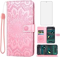 Vista 10 de Asuwish Funda de teléfono para Google Pixel 6A 5G 2022 con protector de pantalla de vidrio templado y piel de girasol, funda delgada con tapa