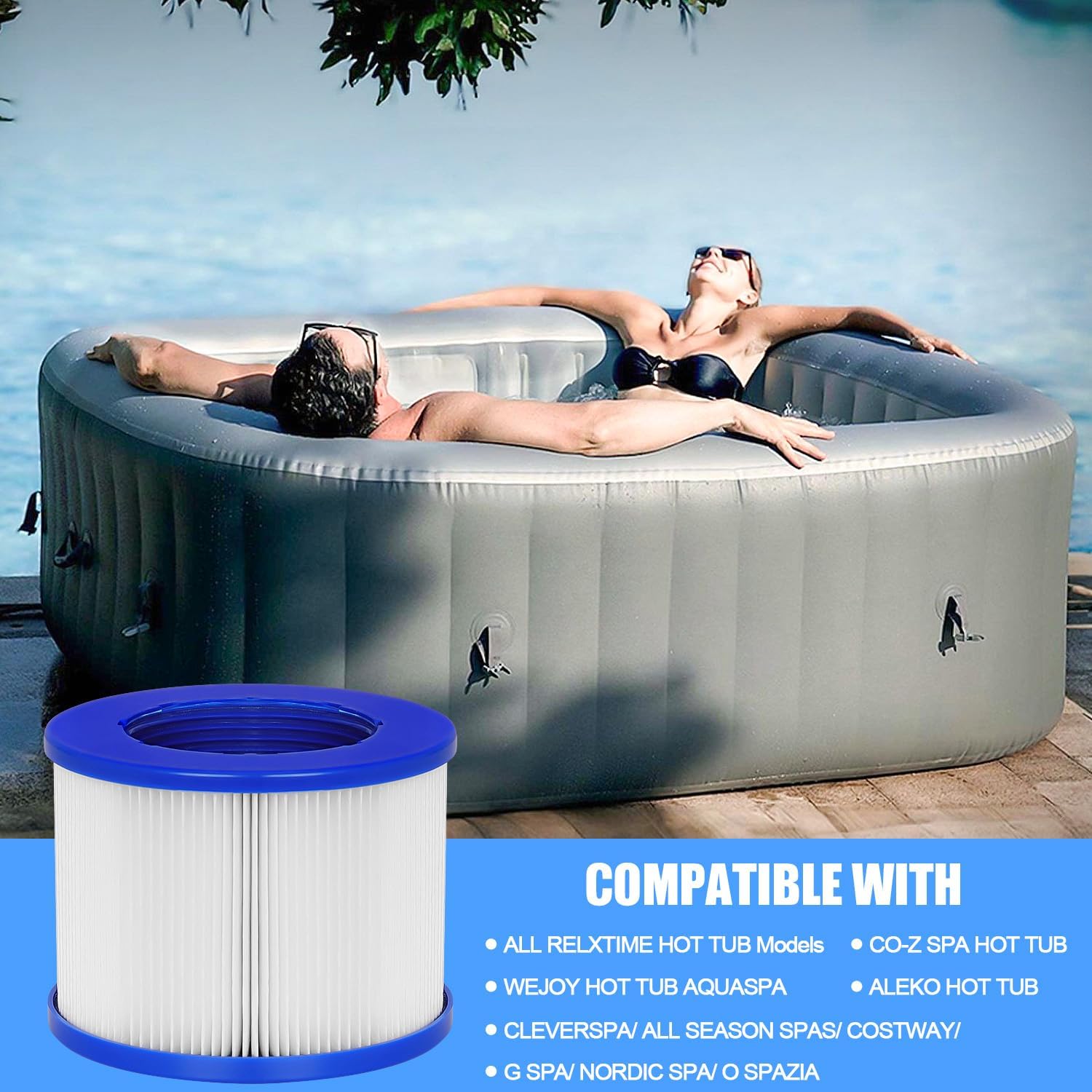 Hot Tub Filters Replacement Cartridges with RELXTIME,Wejoy, Aquaspa Spas, Compatible with Most Hot Tubs and Massage Pools, Screw-in Type