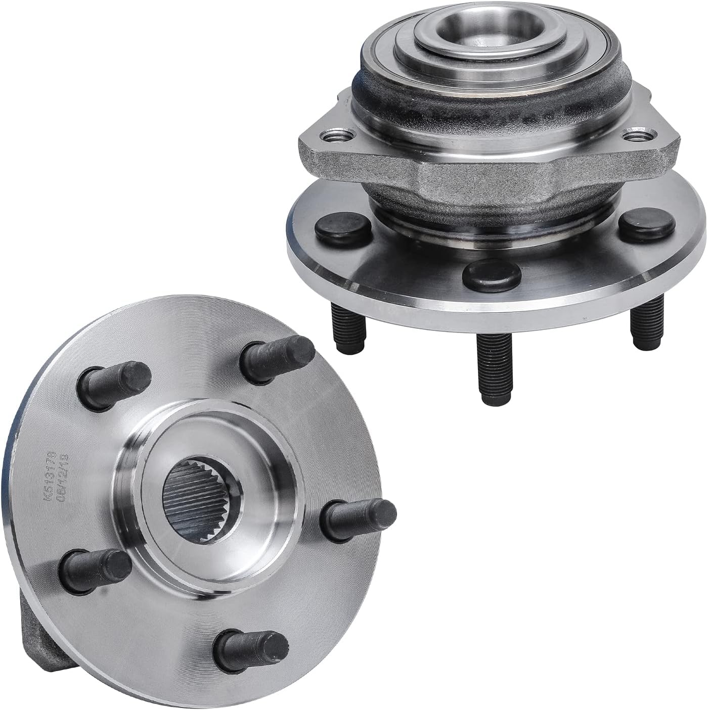 Detroit Axle - 5 Lugs Front Wheel Bearing Hubs for 2002-2005 Jeep Liberty, Replacement 2003 2004 Liberty [Non-ABS Wheel] Bearing and Hubs Assembly Set, Pair Hubs