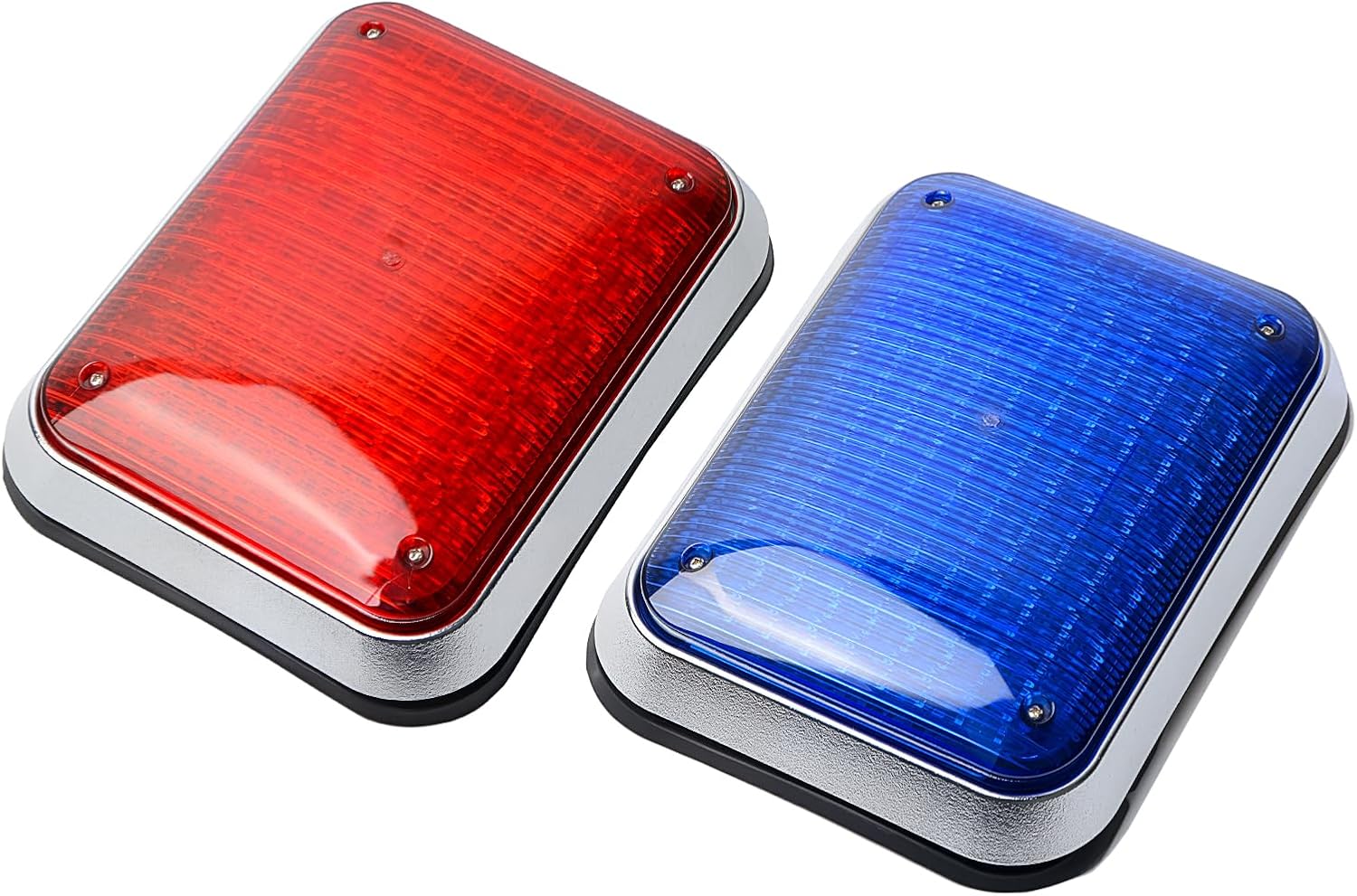 QTEATAK DC12V LED Strobe Warning Light, Ultra-Bright Rectangular Alarm Light, Red and Blue Flashing with Border for Ambulance, Fire Truck, Police Booth