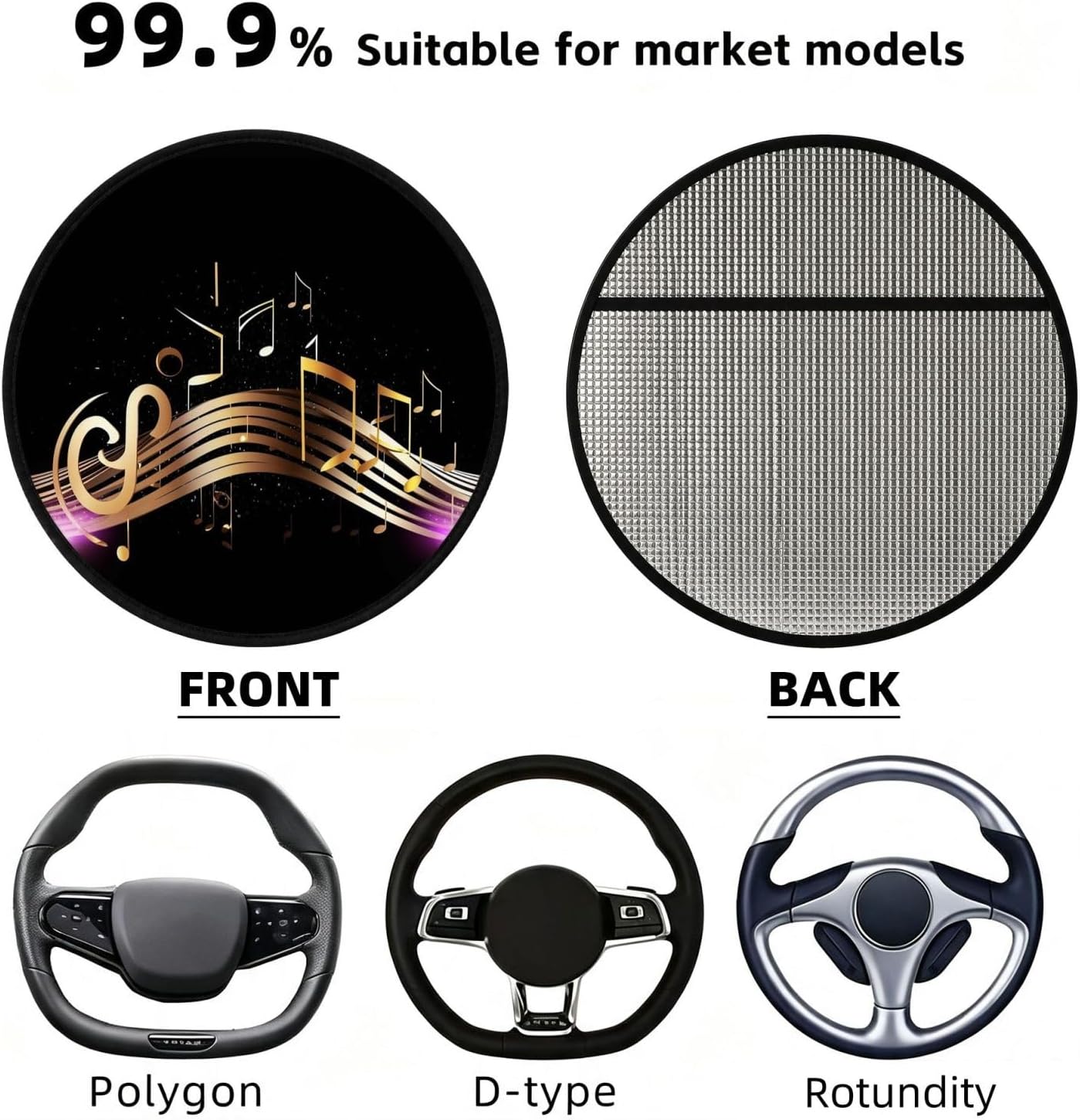 Car Steering Wheel Sunshade Cover Universal Block Uv Anti Heat Wheel Cover image 3