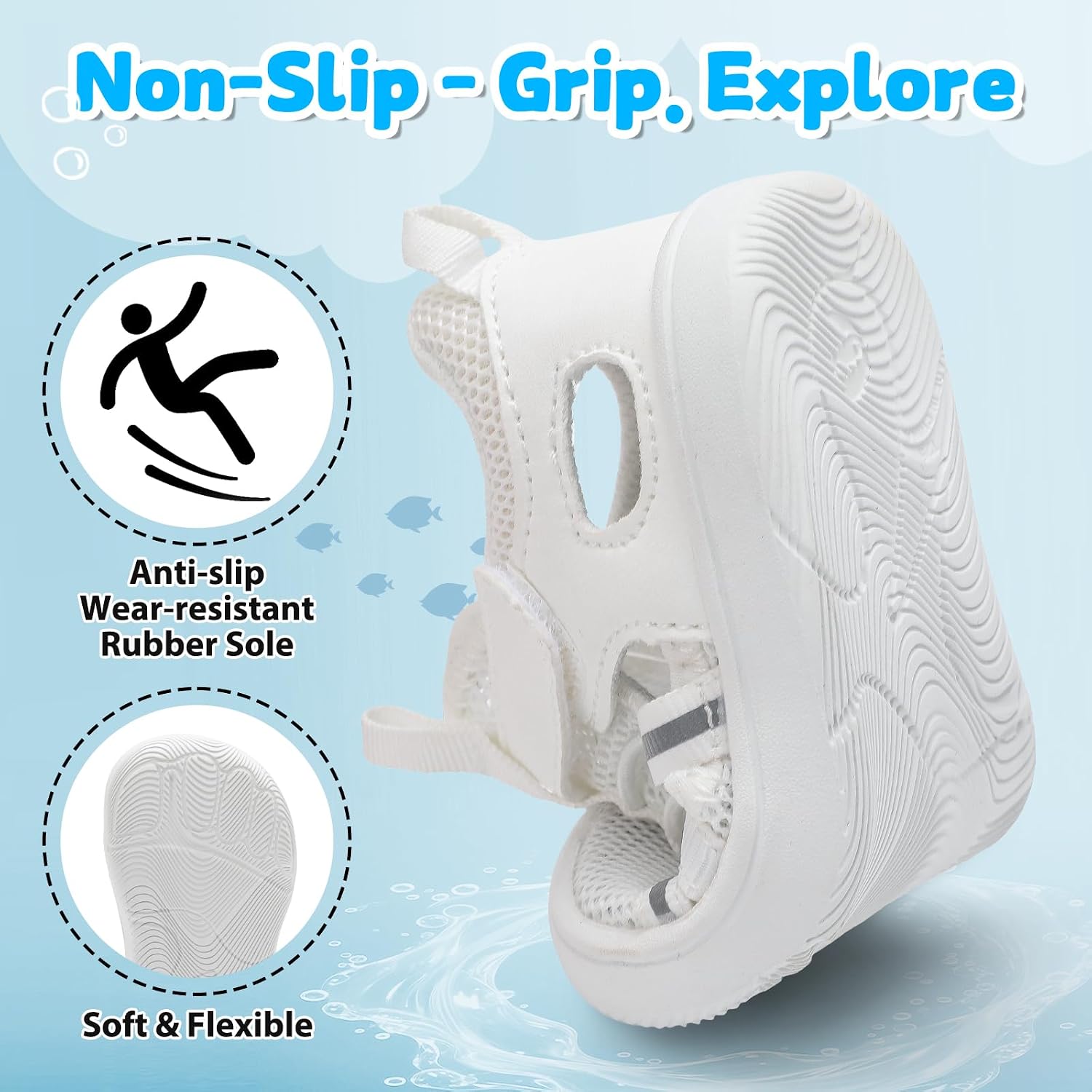 BARERUN Baby Boys Girls Water Sport Shoes Quick Dry Mesh First Walker Sandals Lightweight Non-Slip Toddler Barefoot Walking Sneakers for Beach Swim Pool Summer Play