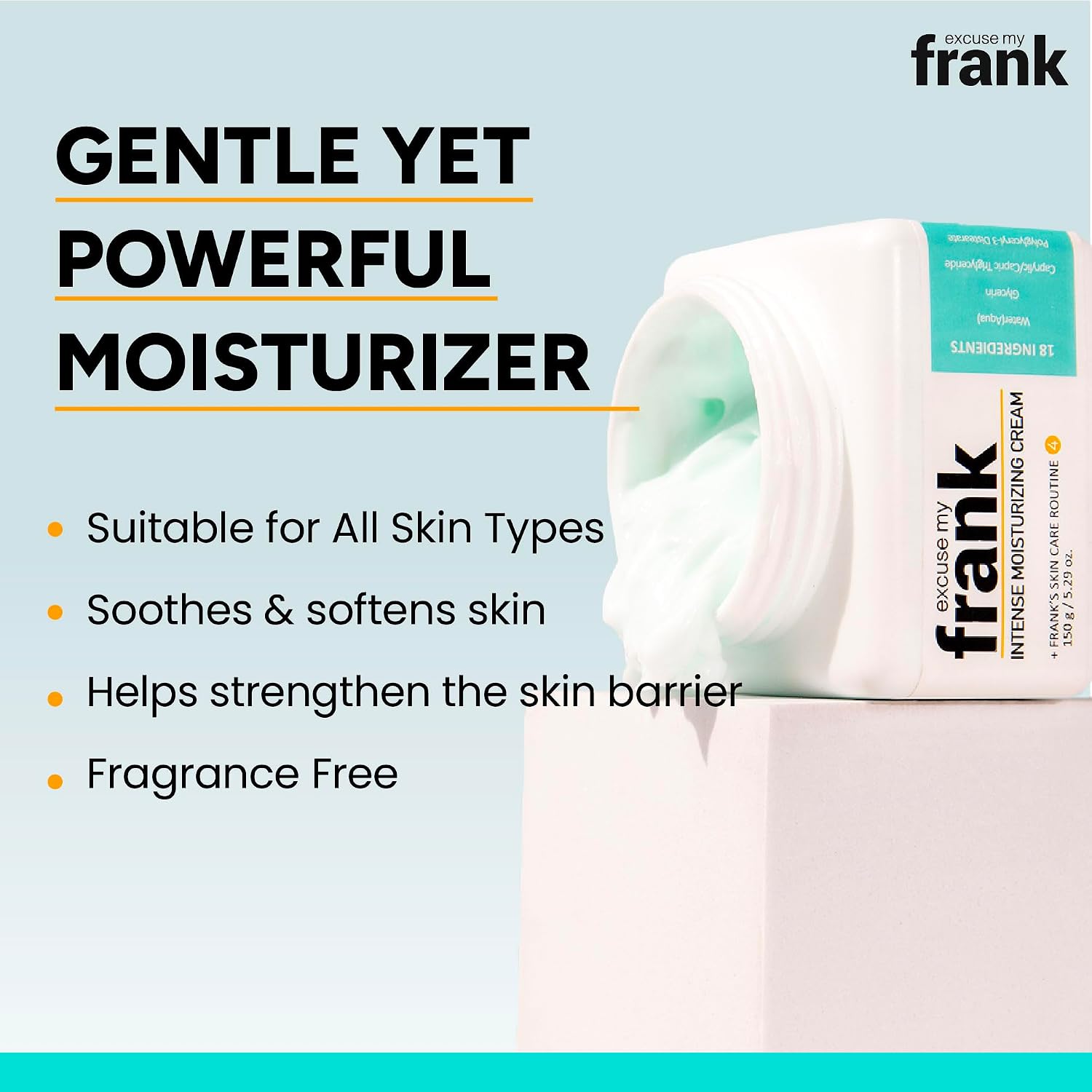Excuse My Frank Intense Moisturizing Cream – Korean Face Moisturizer for Women Lightweight Hydrating Face Cream for Dry Skin – Daily Facial Moisturizer Korean Skincare (1 Pack)