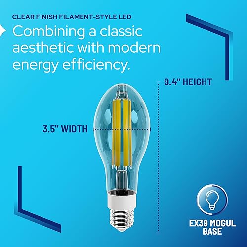 Miniatura 2 de KastLite Bombilla LED Edison estilo filamento vintage Retrofit  Diseño eficiente de luz LED-8062M50  Regulable 32W 5500LM 5000K Luz diurna 175W HID