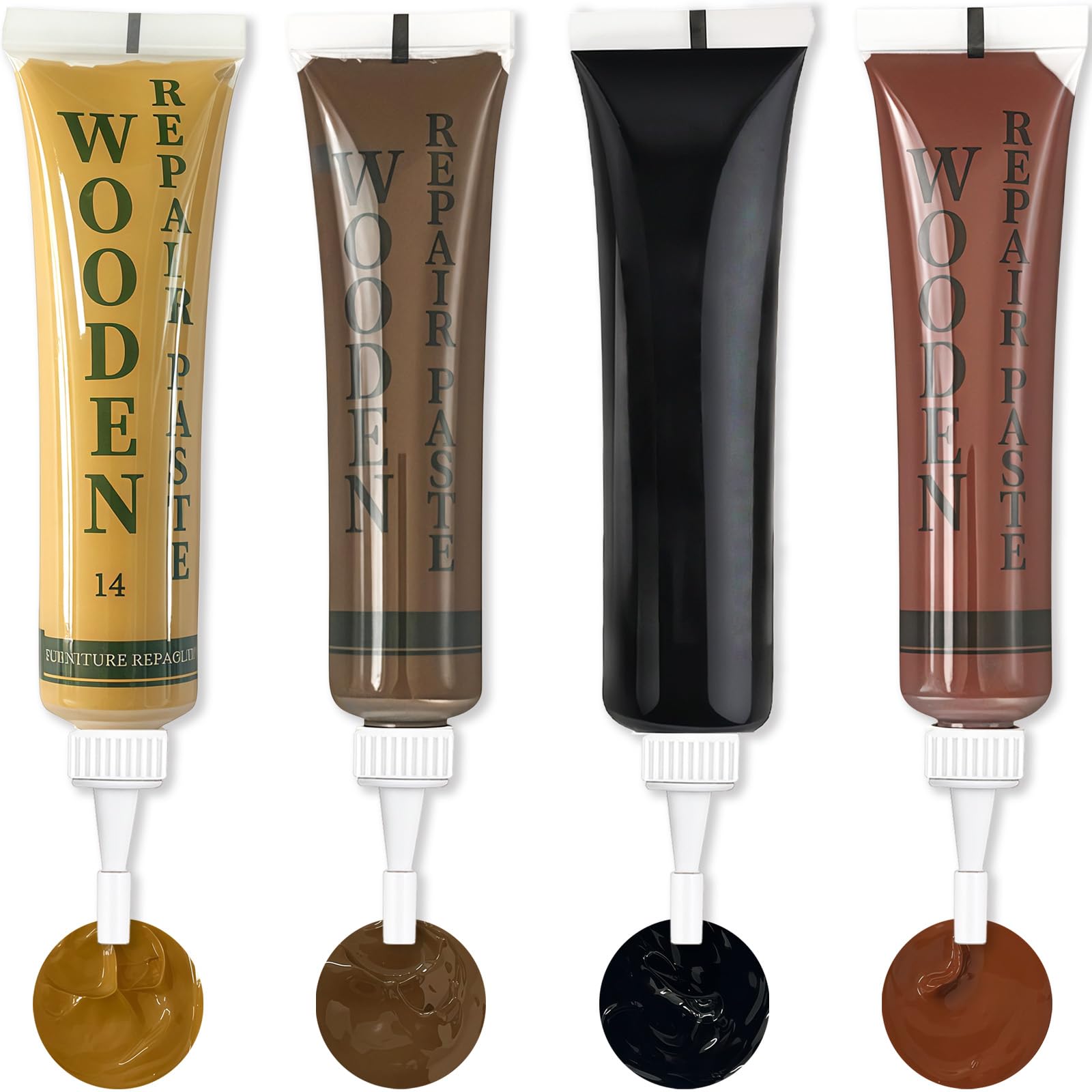 Wood Furniture Repair Kit - Laminate Floor Repair Kit with Wood Filler Natural - Light Oak Walnut Dark Black Touch Up Filler for Scratches, Cracks, Holes, Stains on Oak Furniture & Floors, Easy to Use