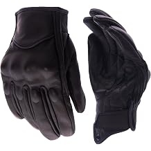 Leather Motorcycle Gloves Goatskin Touch Screen Full Finger, Full Finger Touchscreen Windproof for BMX ATV MTB Riding, Road Racing, Cycling, Climbing, Motocross