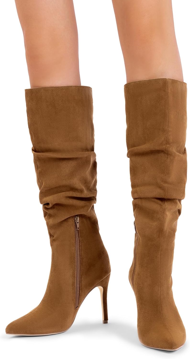 DREAM PAIRS Knee High Boots for Women Pointed Toe Stiletto High Heel Slouchy Suede with Side Zipper Tall Fashion Boots - Image 7