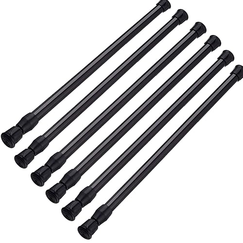 SIQUK 6 Pack Cupboard Bars Adjustable Spring Tension Rods Black