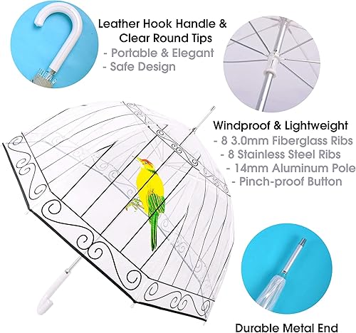Miniatura 4 de Paraguas de burbujas para mujeres y niñas, toldo transparente transparente, paraguas grande transparente para lluvia,