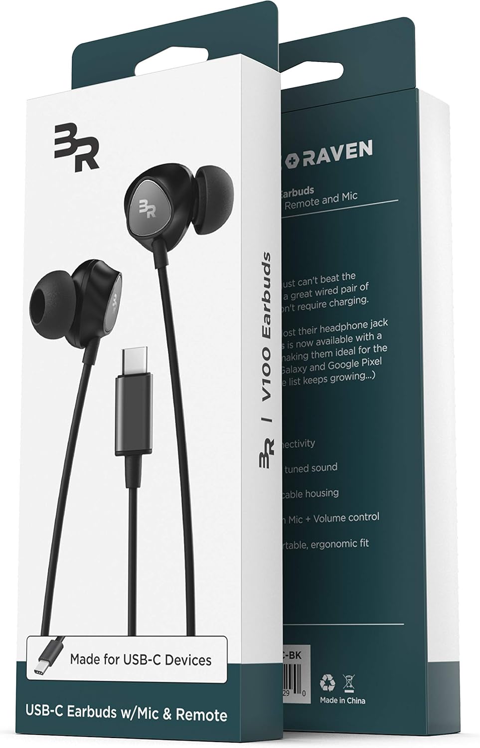 Thore Type C Headphones, in-Ear Wired Earbuds with Microphone & Volume Control Mic Earphones for Samsung Galaxy S25 Ultra/S24/S23/S22/S21 Plus/FE, Pixel Black (USB-C Connection)