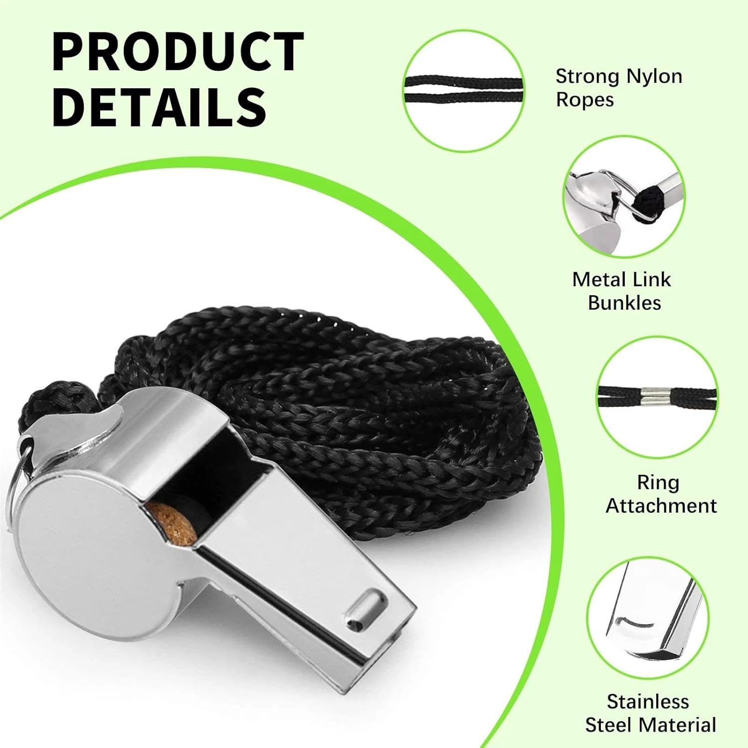 1Pc Silver Portable Stainless Steel Whistles, Sports Coach Whistle, Whistle for Adults Stainless Steel Whistle for Coach Teachers Referees Officials