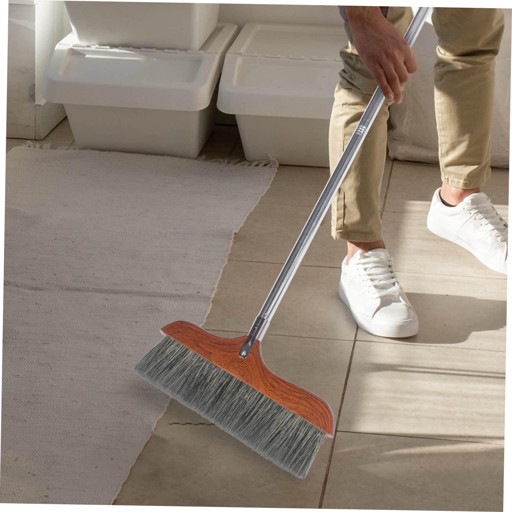 VALICLUD Scopa Acciaio Lungo Morbide Manico Setole Legno