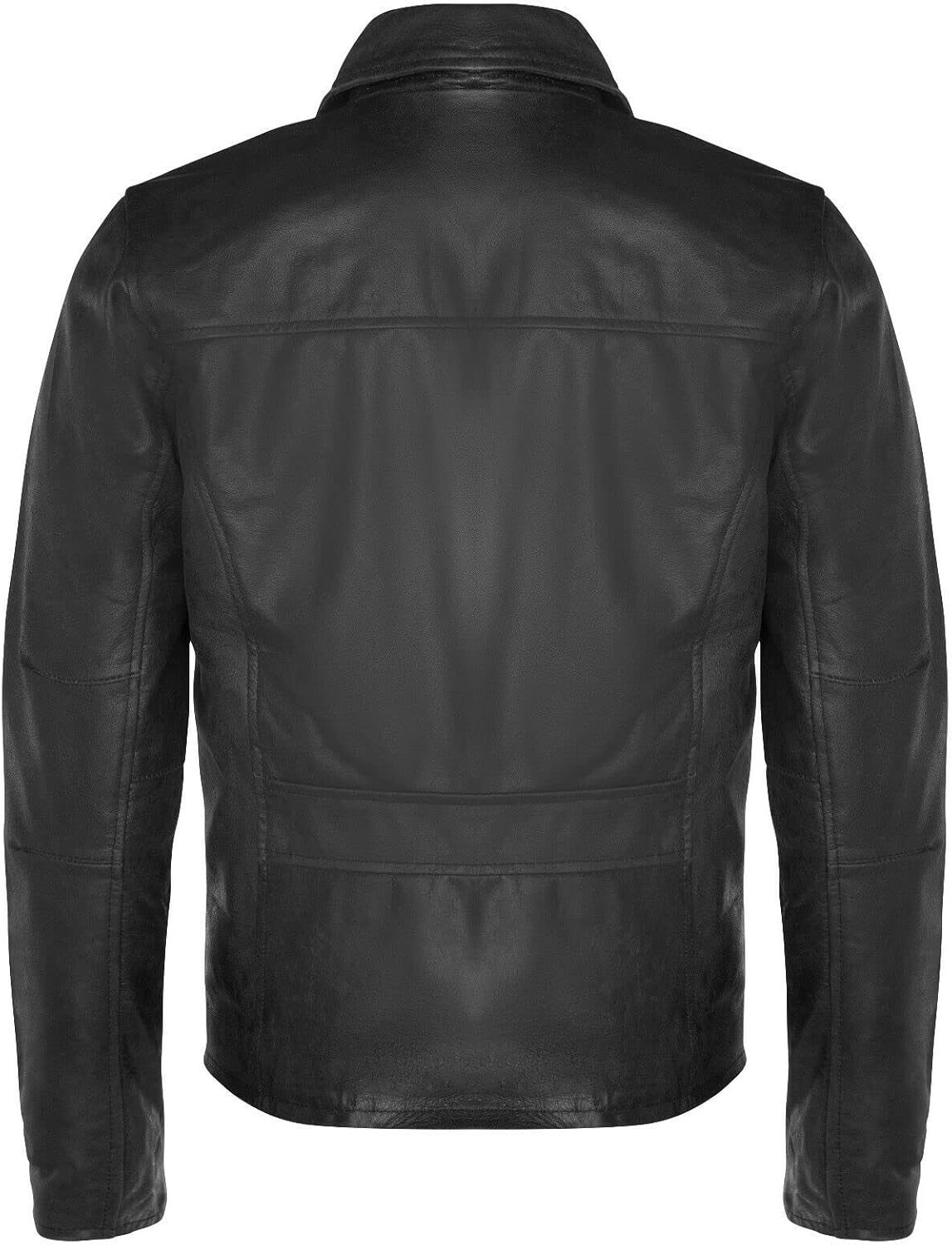 Men's Smart Brown Real Soft Genuine Cow Leather Classic Collar Harrington Jacket