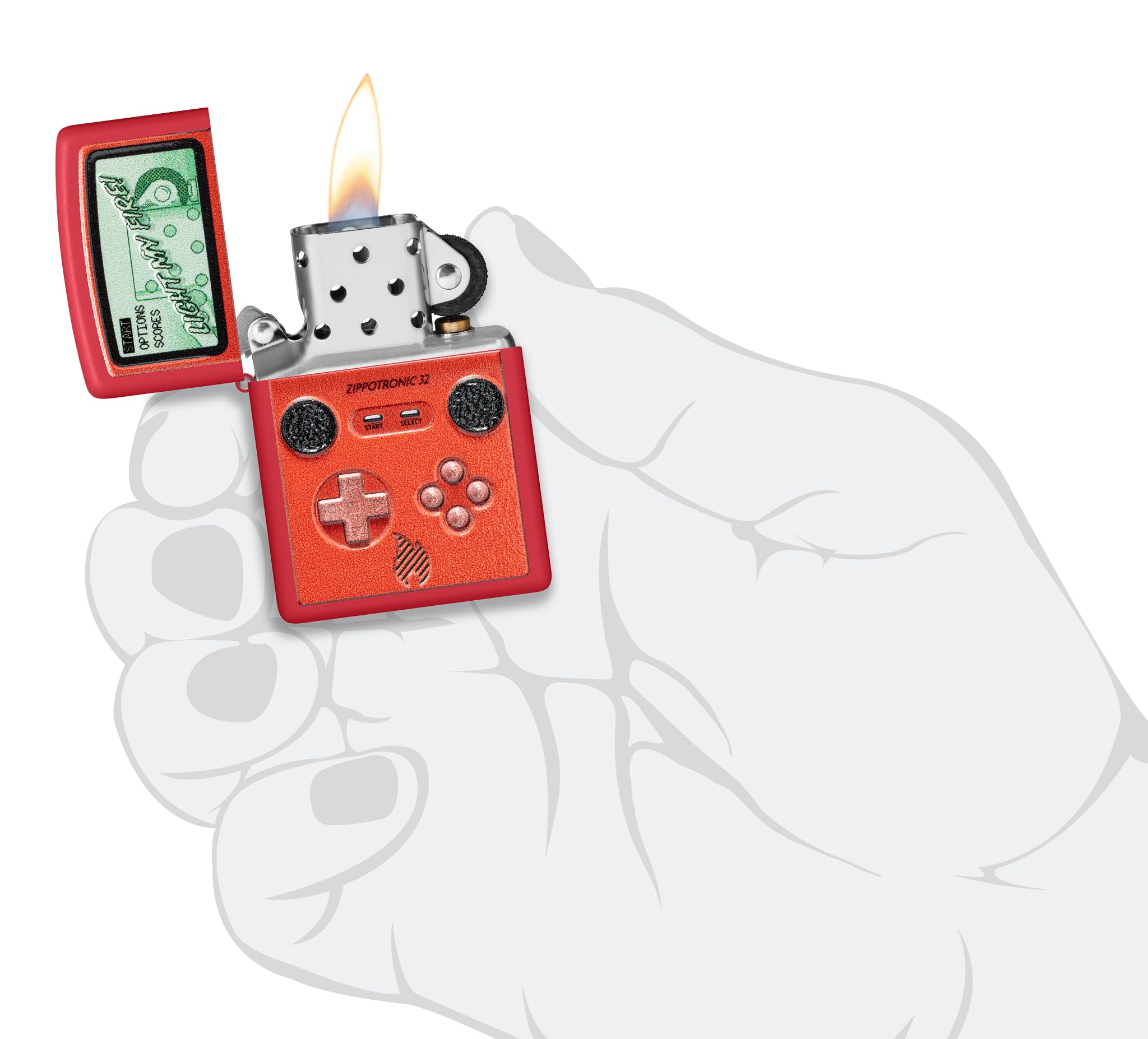 Zippo Benzin-Feuerzeug rot 3D-Druck, Retro Gaming 60007435, unbefüllt