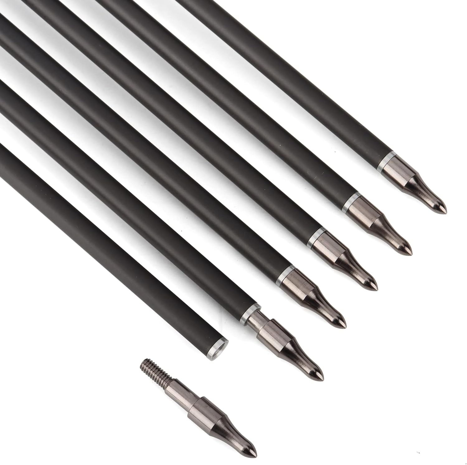 12PCS Archery Hunting 28"/29"/30"/31" Carbon Arrow 400 Spine with 2.5″ Vanes Removable Field Tips for Compound Bow & Recurve Bow