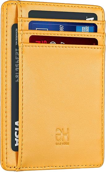 GH GOLD HORSE Slim RFID Blocking Card Holder Minimalist Leather Front Pocket Wallet for Women