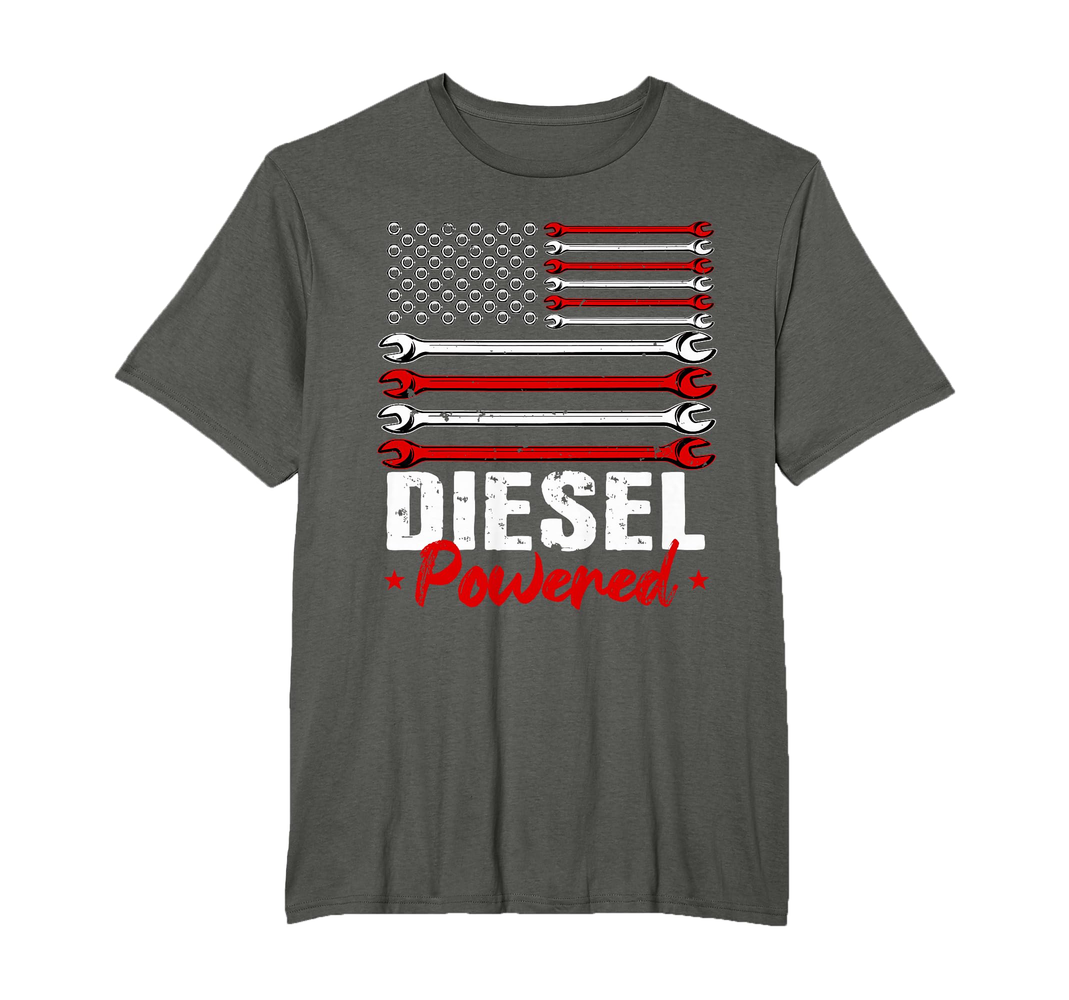 Diesel Mechanic Gifts Powered Patriotic American Flag T-Shirt