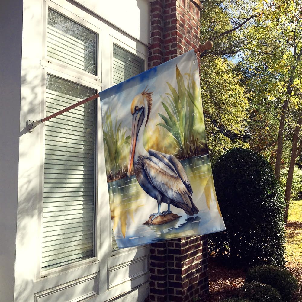 Caroline's Treasures Louisiana Brown Pelican House Flag Large Porch Sleeve Pole Decorative Outside Yard Banner Artwork Wall Hanging, Polyester, House Size, Multicolor