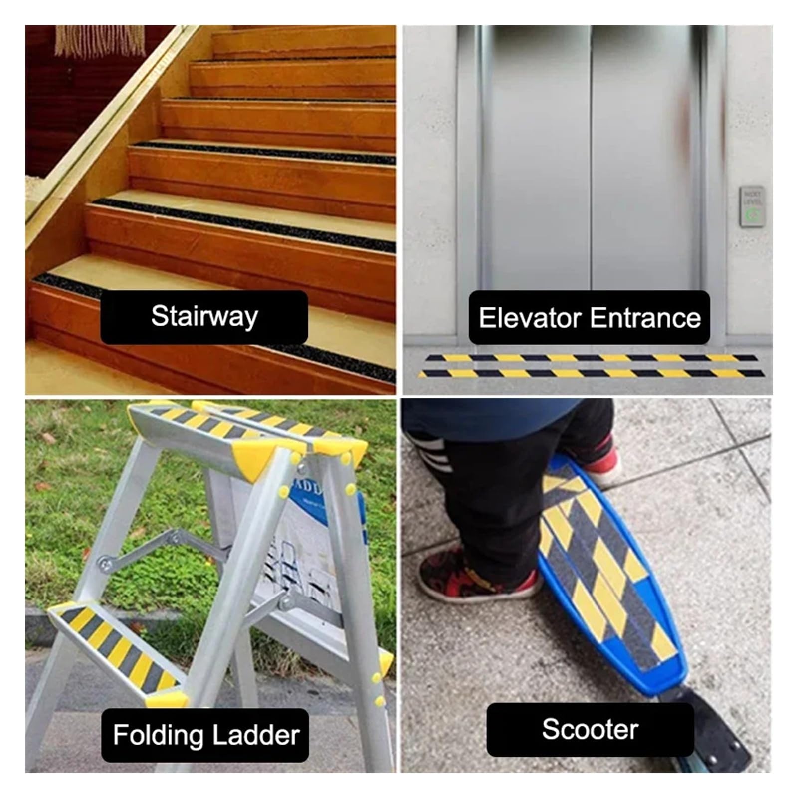 1 cinta antideslizante for exteriores, adecuada for escaleras, pisos y escalones.(Black White,5M_1PCS_10CM)