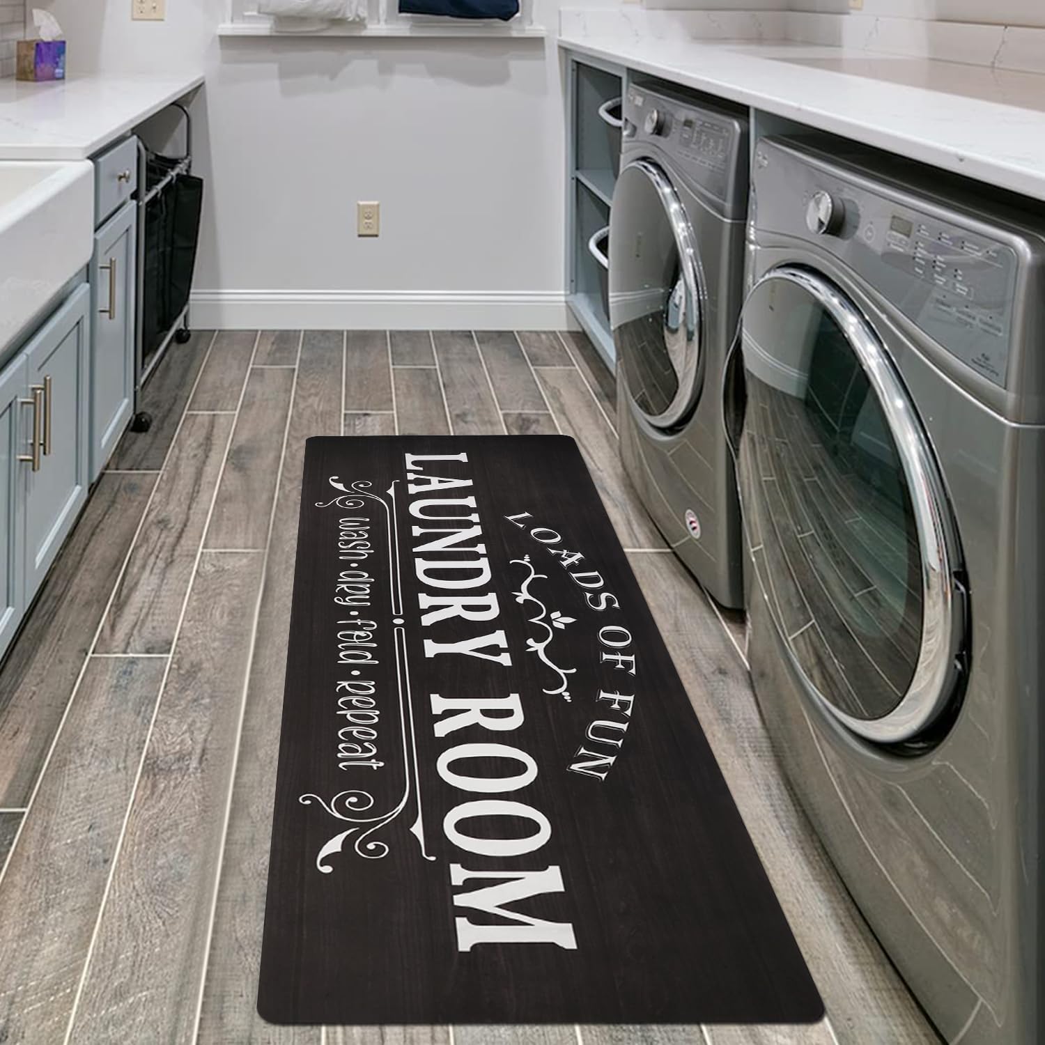 Cekene Laundry Room Rug Nonslip Rubber Backed Floor Mat for