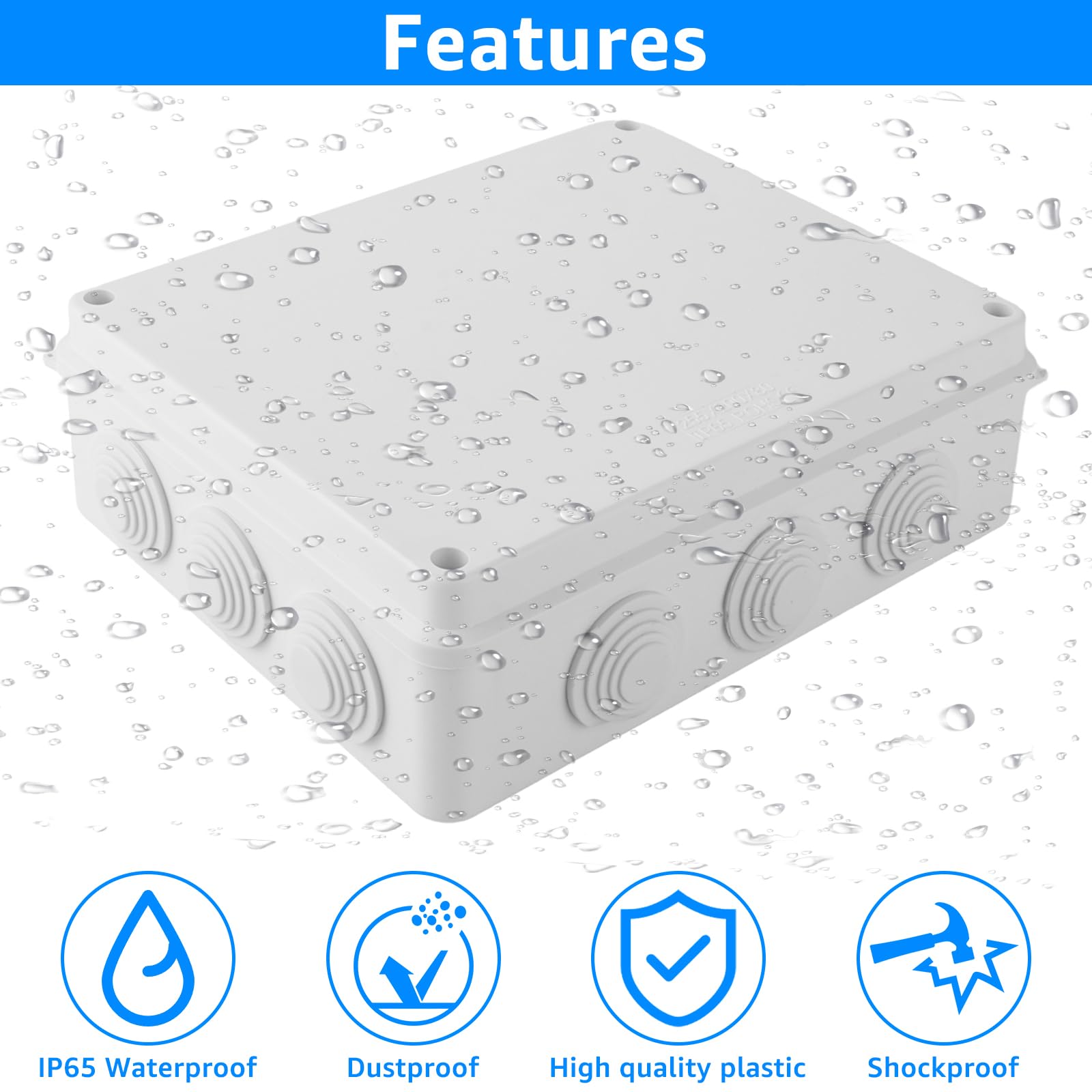 JMIATRY 2 Stück Verteilerdose Aufputz, Abzweigdose Aufputz Weiß, 255x200x80mm Abzweigdose Wasserdicht IP68, ABS-Elektrokasten Abzweigkasten Kabelabzweigkasten wasserdicht