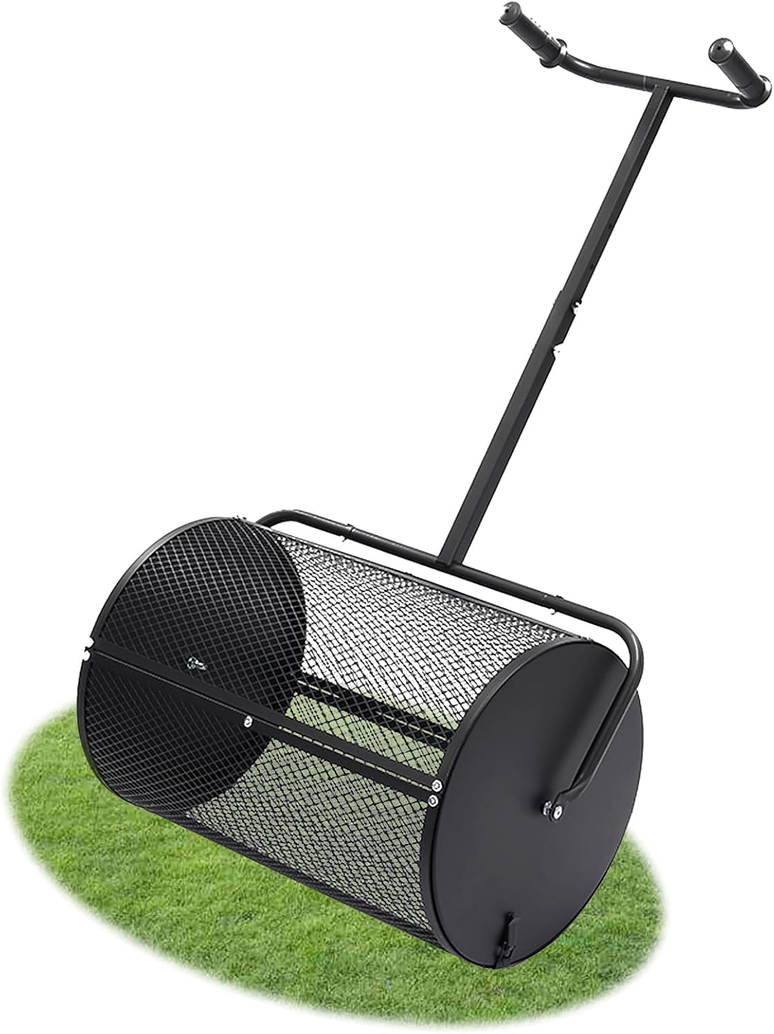 UIABOPZ Heavy Duty Compost Spreader Roller - Peat Moss Manure Spreader for Lawn with U-Shaped Handle, Lightweight Metal Mesh