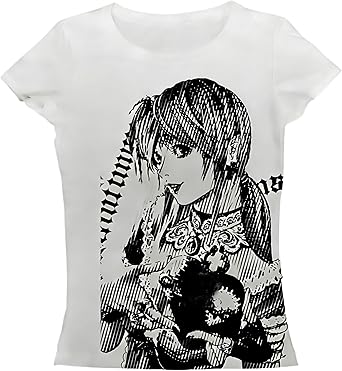 Graphic Tees Y2k Baby Tee Teens 2000s Vintage T Shirts Emo Grunge Printed Summer Crop Tops 2024