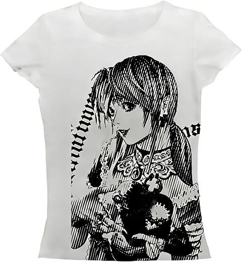 Graphic Tees Y2k Baby Tee Teens 2000s Vintage T Shirts Emo Grunge Printed Summer Crop Tops 2024