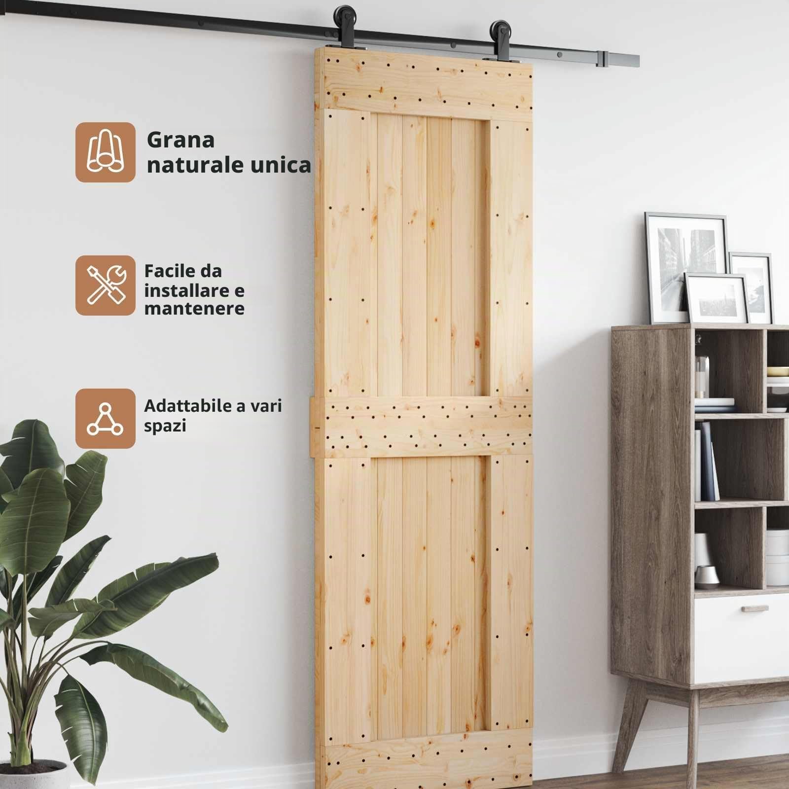 vidaXL Porta NARVIK 70 x 210 cm Legno di pino solido (non trattato)