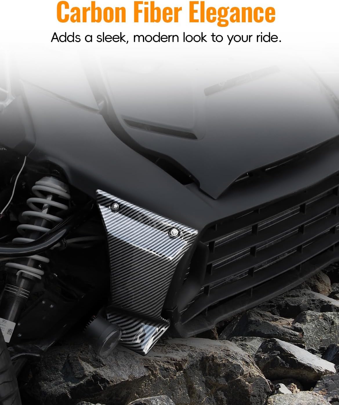 for Ryker Front Grill Trims, Carbon Fiber Front Grill Trims Lower Grill Protector for Can-Am Ryker 600, 900, Sport & Rally Editions Accessories All Models(2PCS, Replaces #219400947)