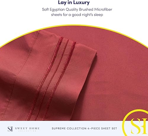 Vista 206 de Juego de sábanas extrasuaves de tamaño queen, ropa de cama transpirable y lujosa con correas elásticas integradas para las esquinas, colección