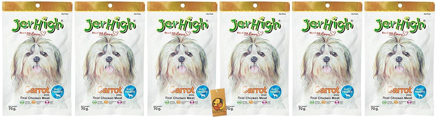 Jerhigh High Protein Real Chicken Meat Dog Treats, Fully Digestible Healthy Snack & Training Treat, Carrot Stick 70gm, Pack of 6 - Sold by Foodie Puppies with Free Key Ring (B00H8QSDBM) Amazon Price History, Amazon Price Tracker
