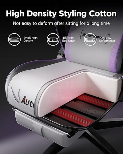 Miniatura 4 de AutoFull C3 - Silla ergonómica para videojuegos, silla de computadora con cojín ergonómico sin alas, silla de oficina de piel sintética con almohada