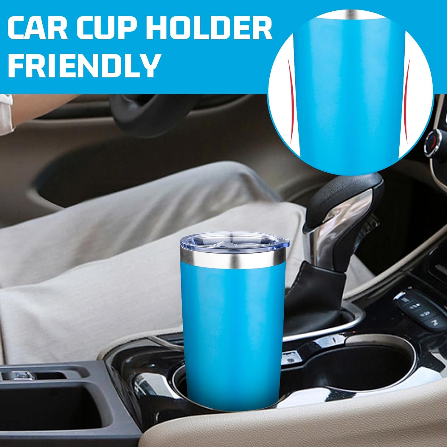 20oz Tumbler with Lid Double Wall Vacuum Insulated Travel Coffee Mug Stainless Steel Thermal Cup Powder Coated Sturdy Coffee Tumbler for Hot and Cold Beverage (Baby blue,1) - Image 6